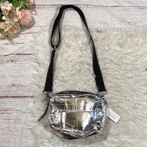 & Other Stories Metallic Silver Leather Crossbody Bag